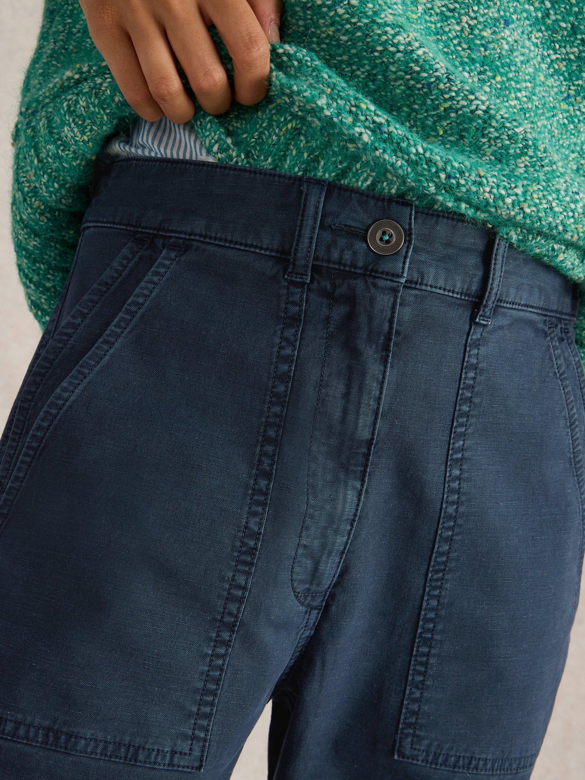 Product image 3 of 6, which shows White Stuff Twister Organic Cotton Rich Chino Trousers, Dark Navy, 6S