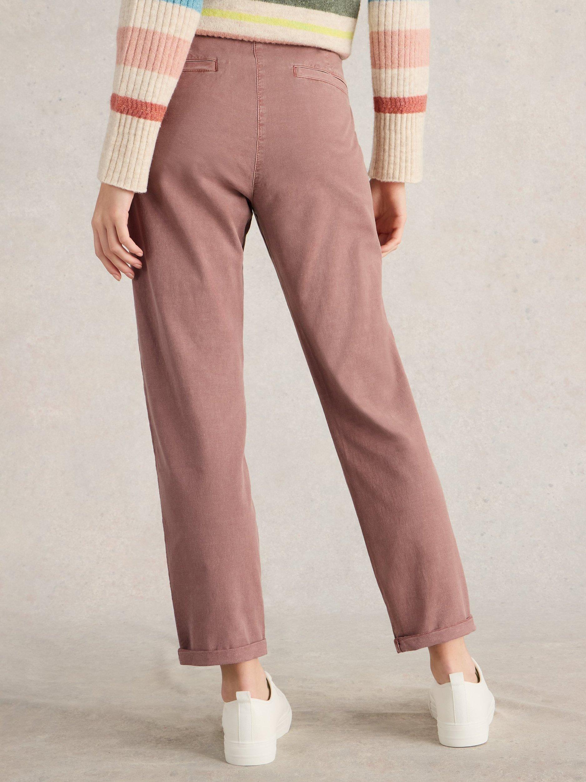 Product image 2 of 6, which shows White Stuff Twister Organic Cotton Rich Chino Trousers, Dusty Pink, 8R