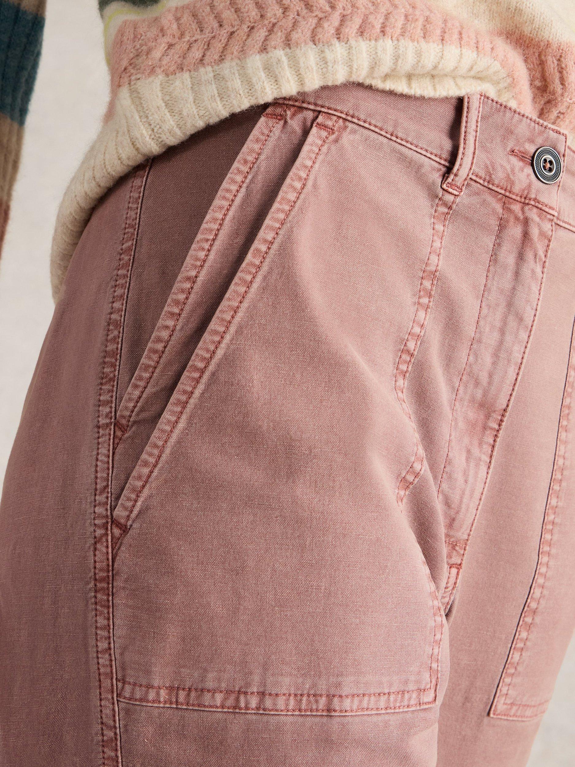 Product image 3 of 6, which shows White Stuff Twister Organic Cotton Rich Chino Trousers, Dusty Pink, 8R