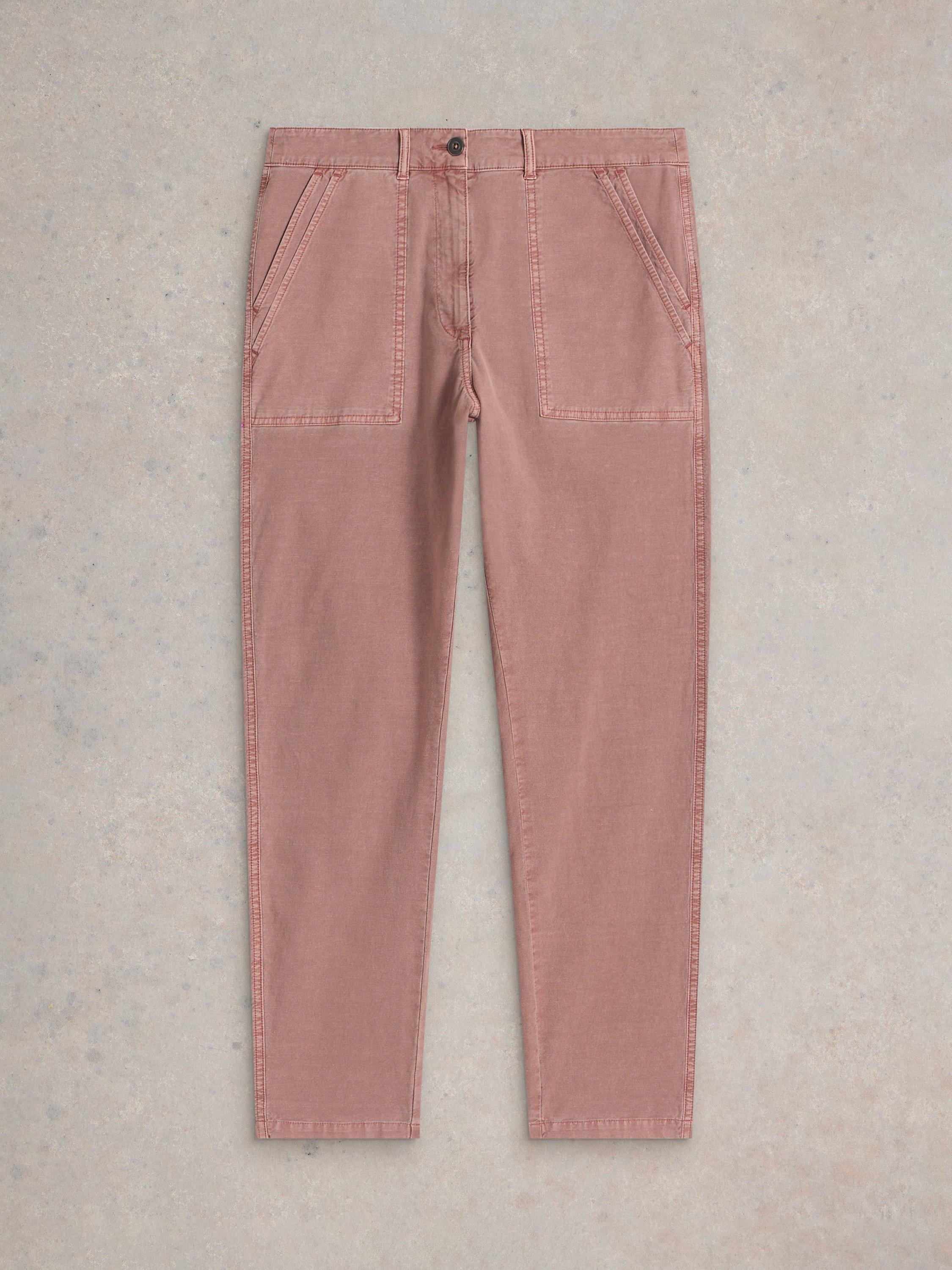 Product image 5 of 6, which shows White Stuff Twister Organic Cotton Rich Chino Trousers, Dusty Pink, 8R