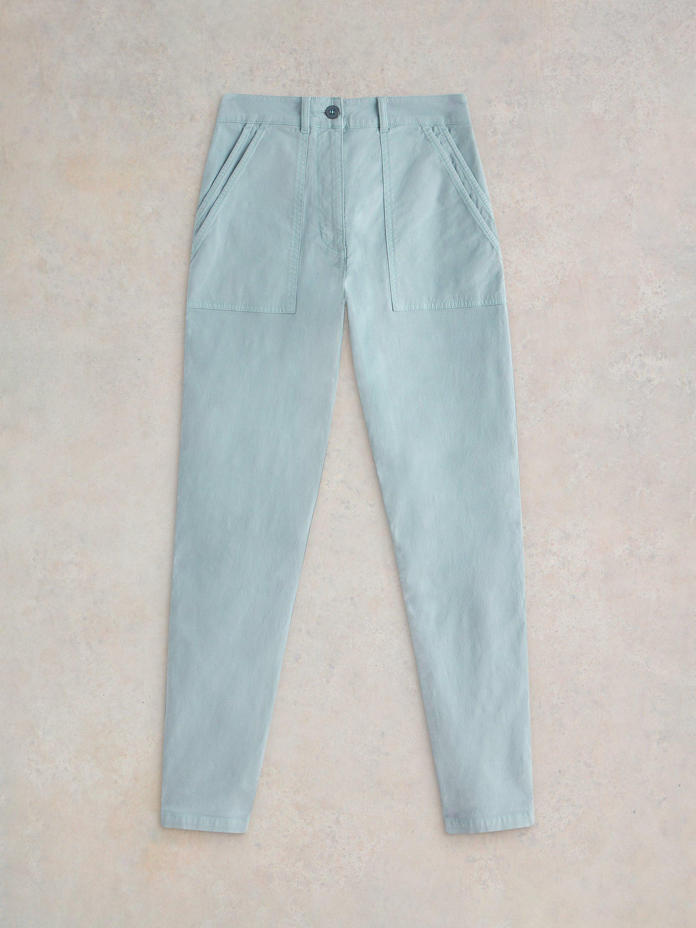Product image 5 of 6, which shows White Stuff Twister Organic Cotton Rich Chino Trousers, Light Blue, 22R
