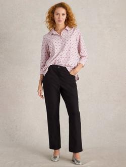 White Stuff Savannah Organic Cotton Rich Tailored Trousers, Pure Black, Pure Black