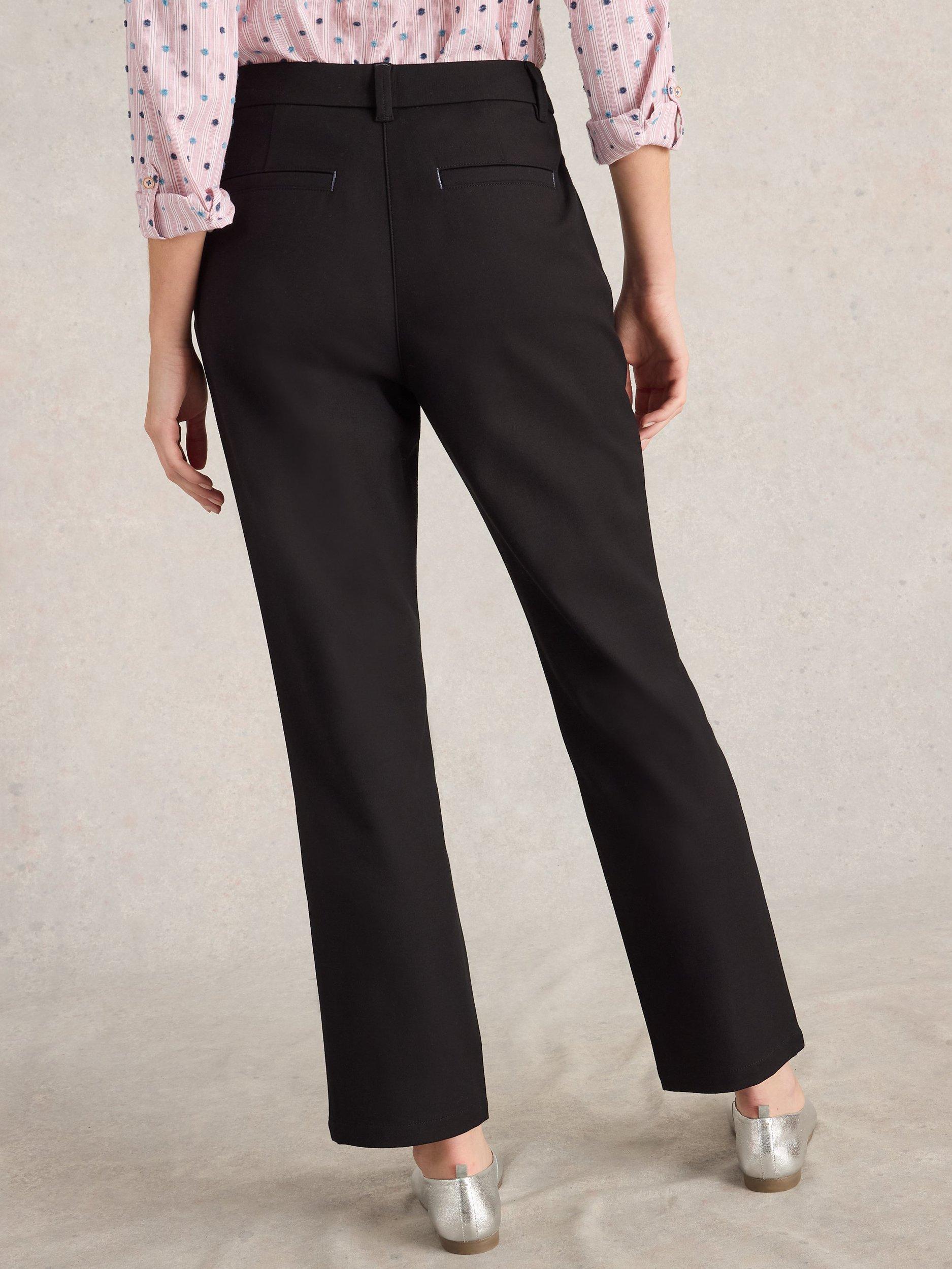 Product image 2 of 6, which shows White Stuff Savannah Organic Cotton Rich Tailored Trousers, Pure Black, 6S
