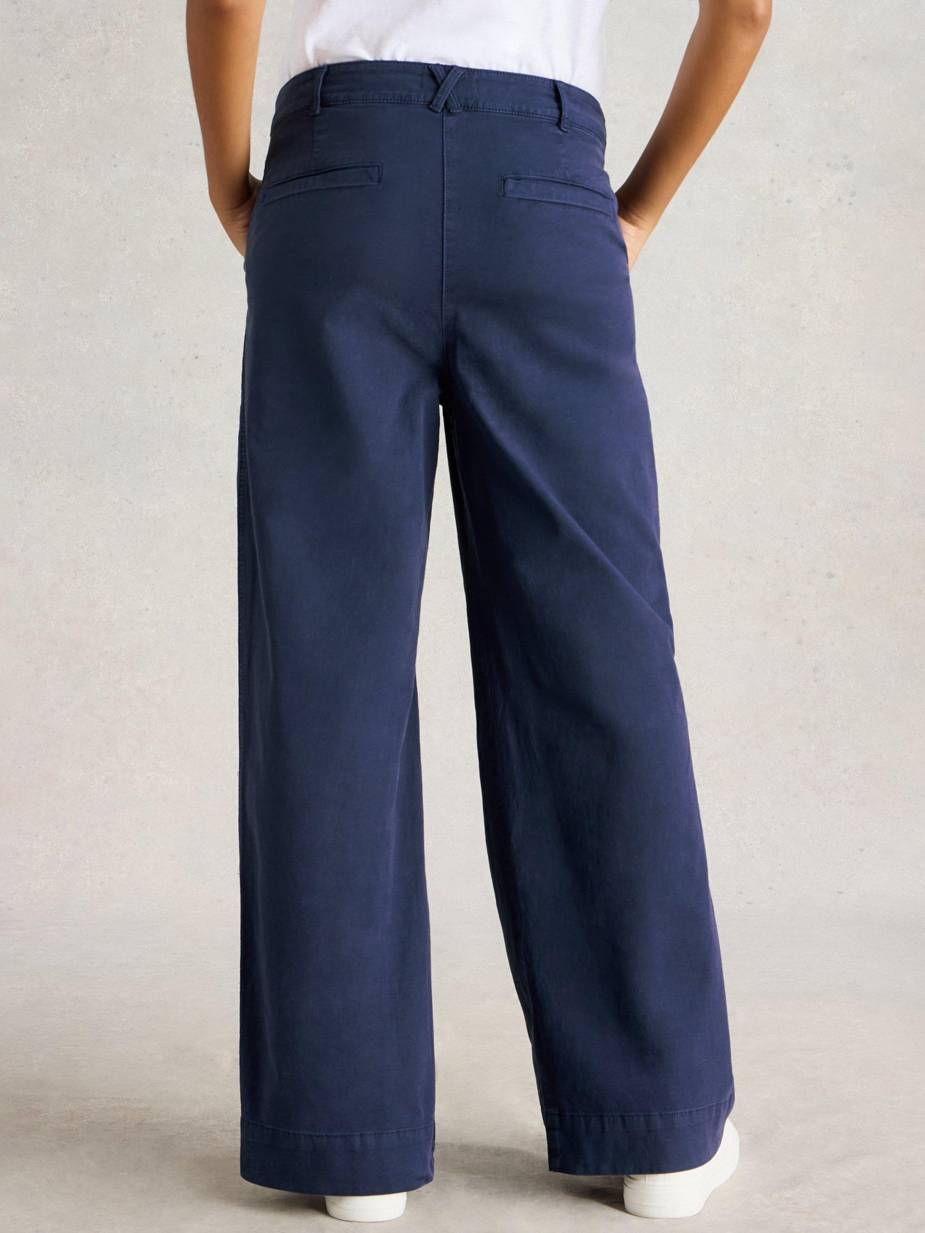 Product image 2 of 2, which shows White Stuff Twister Organic Cotton Rich Trousers, Dark Navy, 6S