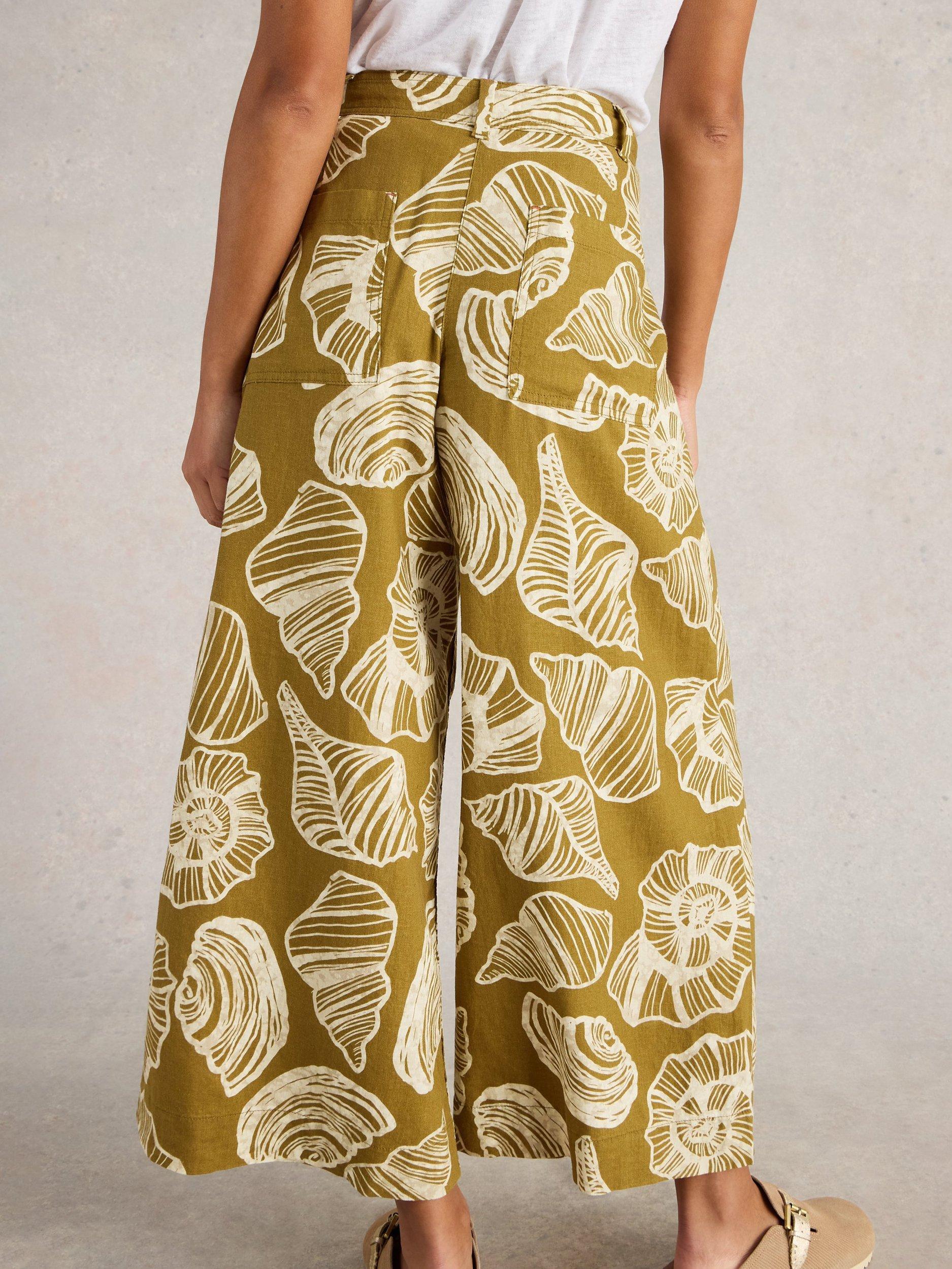 Product image 2 of 6, which shows White Stuff Roxy Culotte Trousers, Green/Multi, 10R