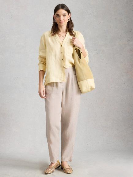 White Stuff Rowena Pure Linen Trousers, Light Natural