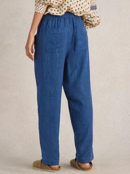 White Stuff Elle Linen Blend Trousers - view 2, Chambray Blue