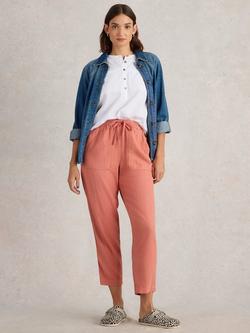 White Stuff Elle Linen Blend Trousers, Coral