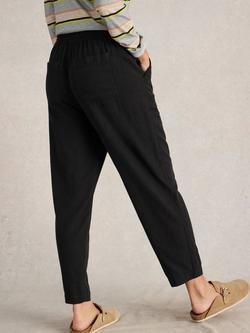 White Stuff Elle Linen Rich Trousers - view 2, Pure Black