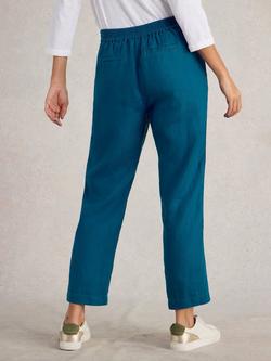 White Stuff Rowena Pure Linen Trousers - view 2, Bright Blue