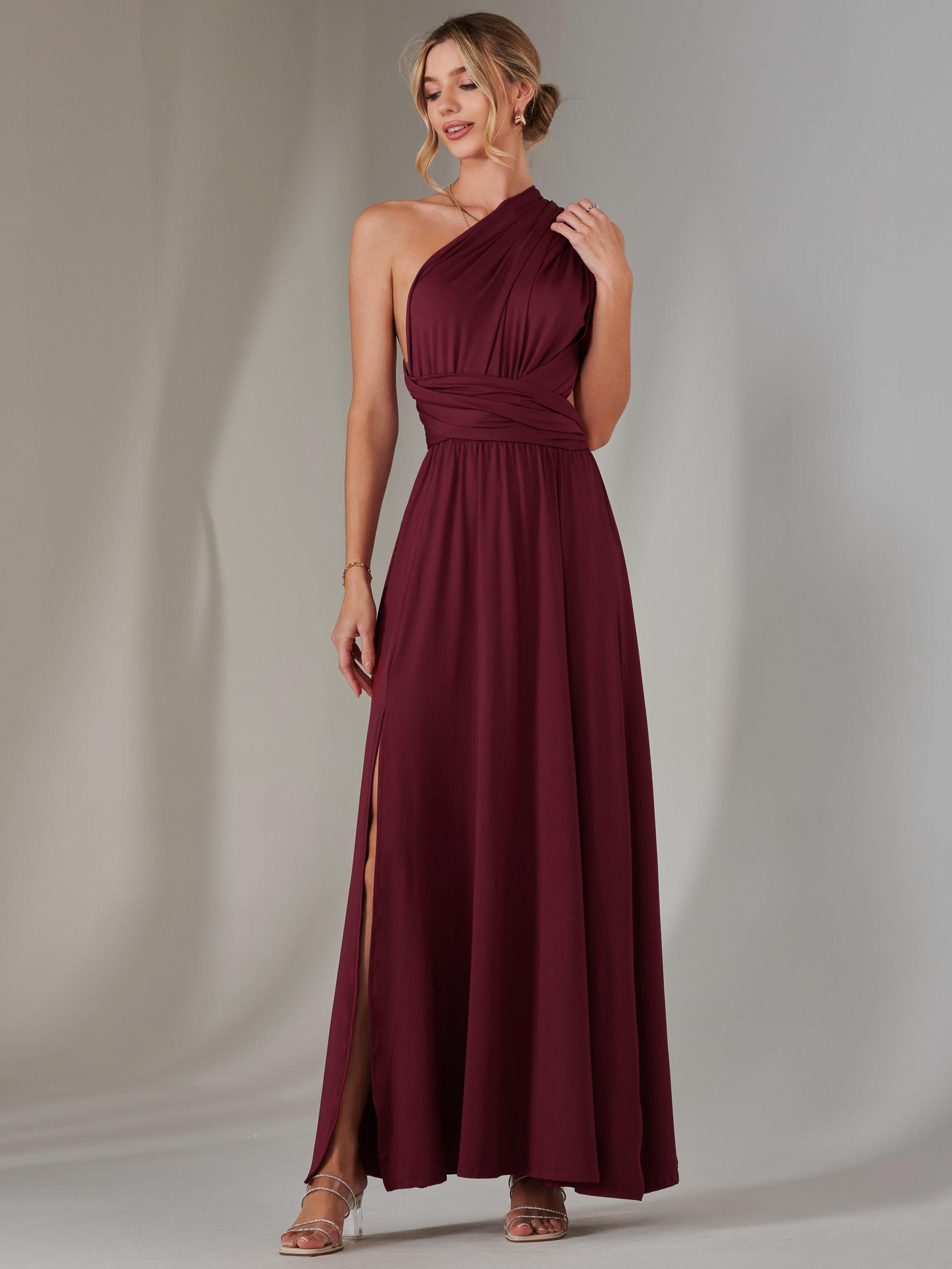 Product image 5 of 7, which shows Jolie Moi Multiway Halterneck Maxi Dress, Burgundy, 8
