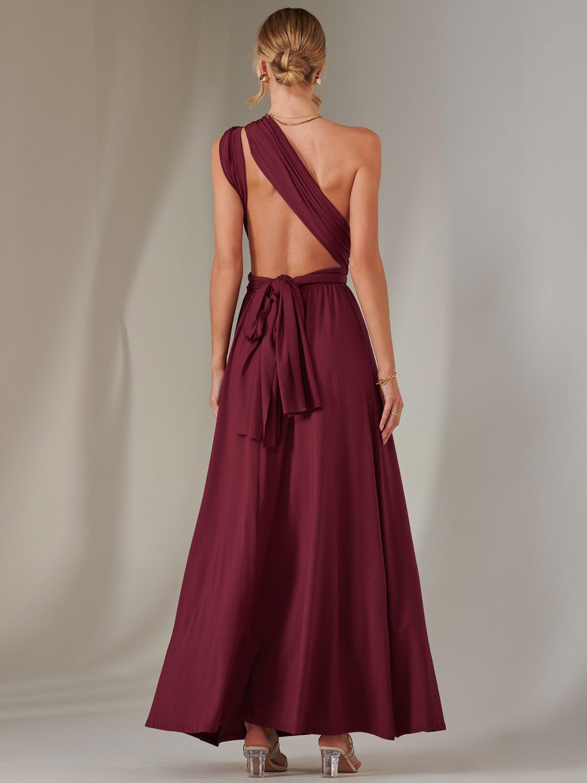 Product image 6 of 7, which shows Jolie Moi Multiway Halterneck Maxi Dress, Burgundy, 8