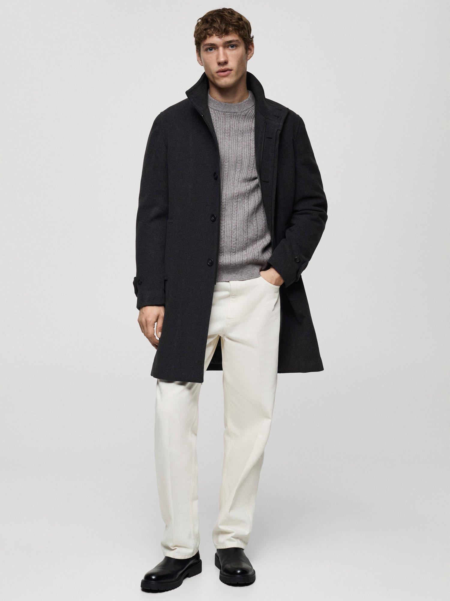 Product image 2 of 8, which shows Mango Biagio Slim Fit Wool Blend Coat, Charcoal, XS