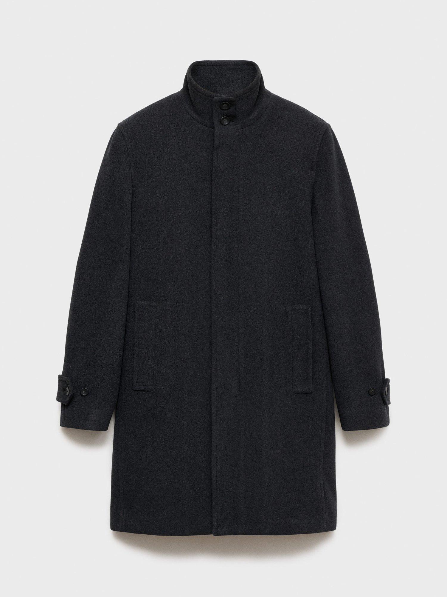 Product image 3 of 8, which shows Mango Biagio Slim Fit Wool Blend Coat, Charcoal, XS