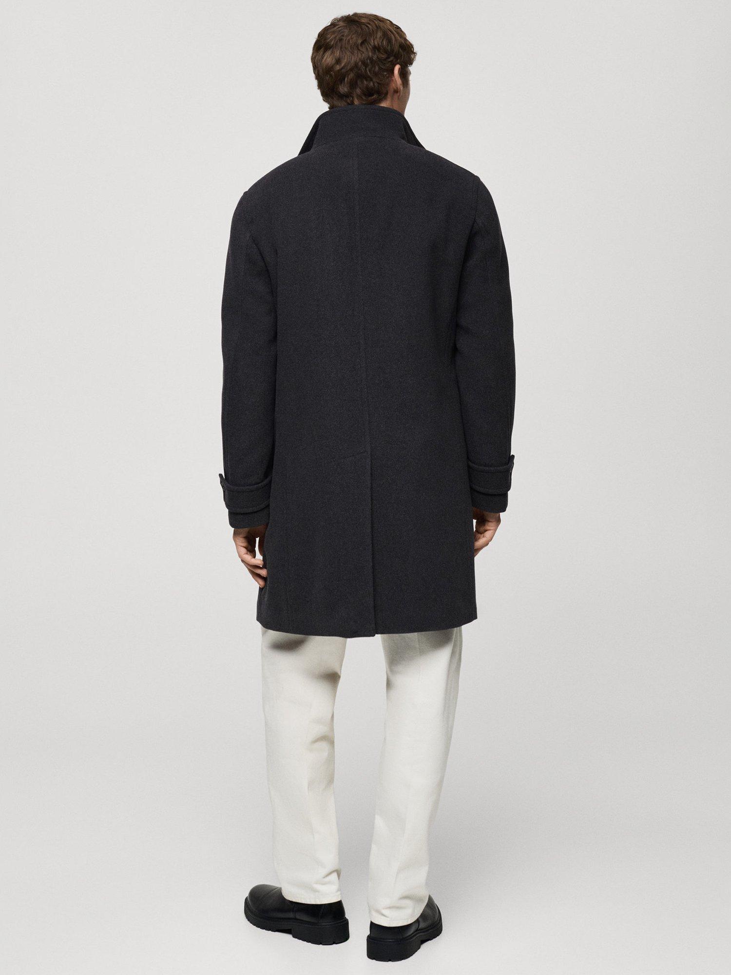 Product image 4 of 8, which shows Mango Biagio Slim Fit Wool Blend Coat, Charcoal, XS