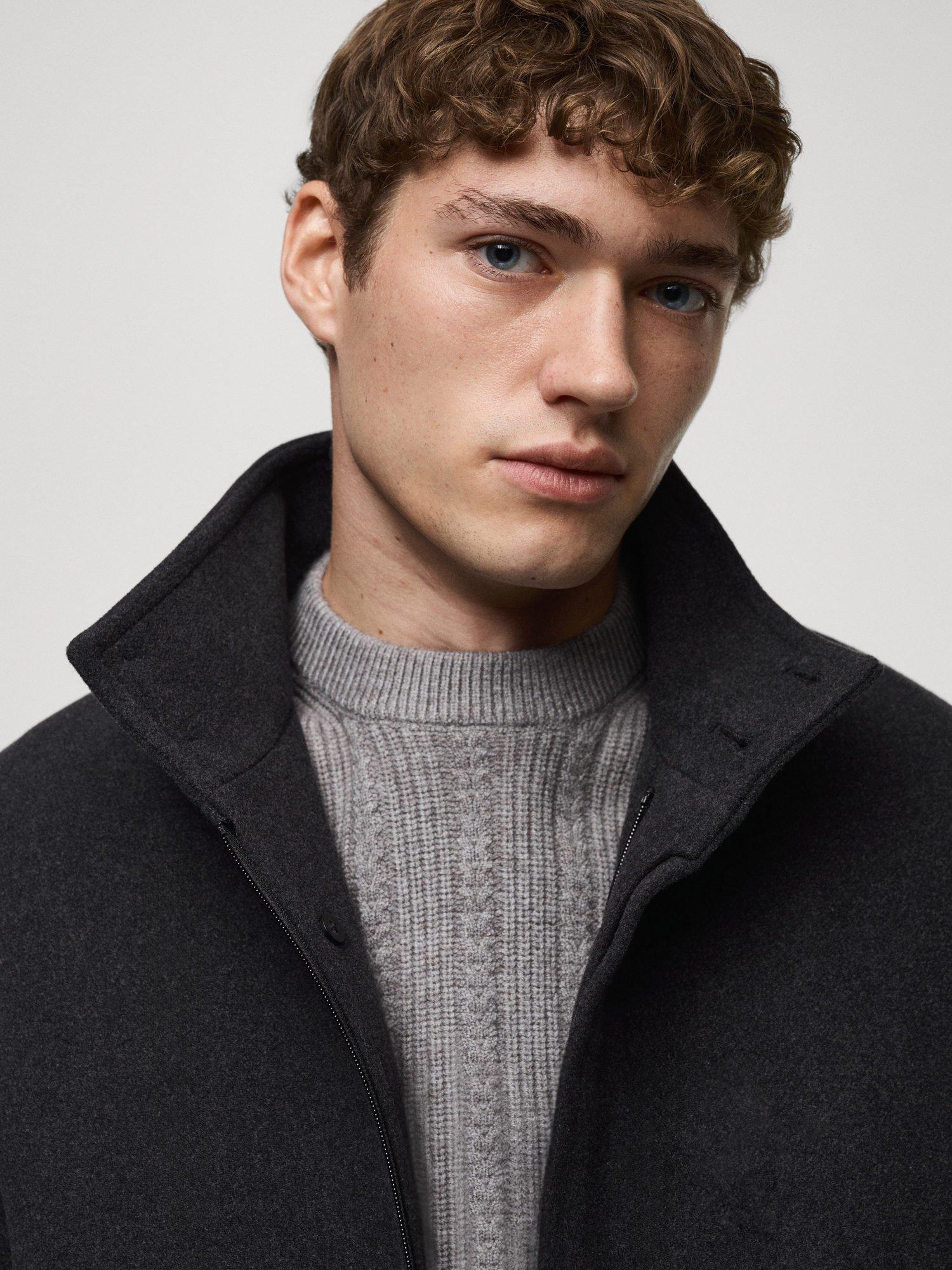 Product image 6 of 8, which shows Mango Biagio Slim Fit Wool Blend Coat, Charcoal, XS