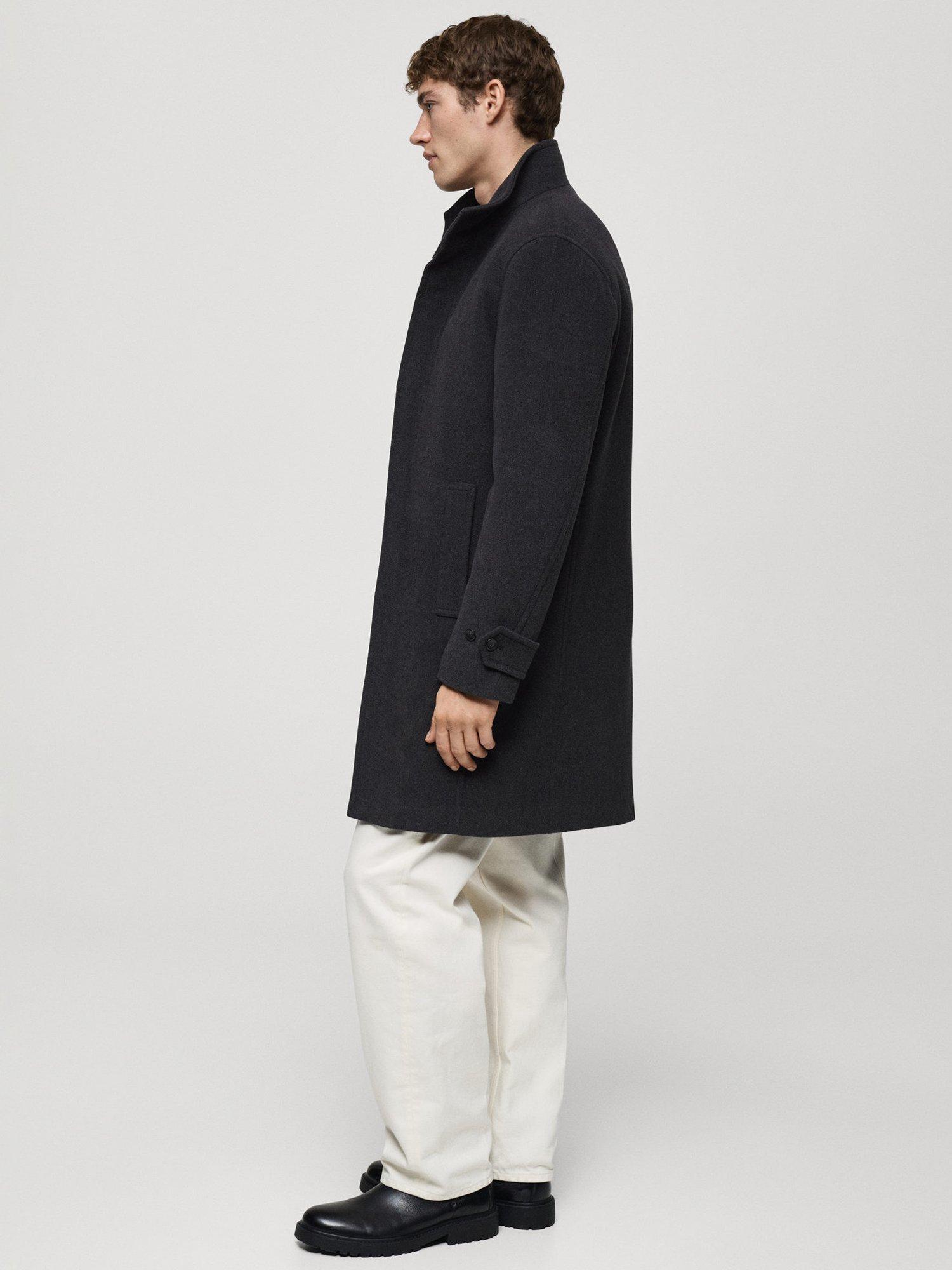 Product image 7 of 8, which shows Mango Biagio Slim Fit Wool Blend Coat, Charcoal, XS