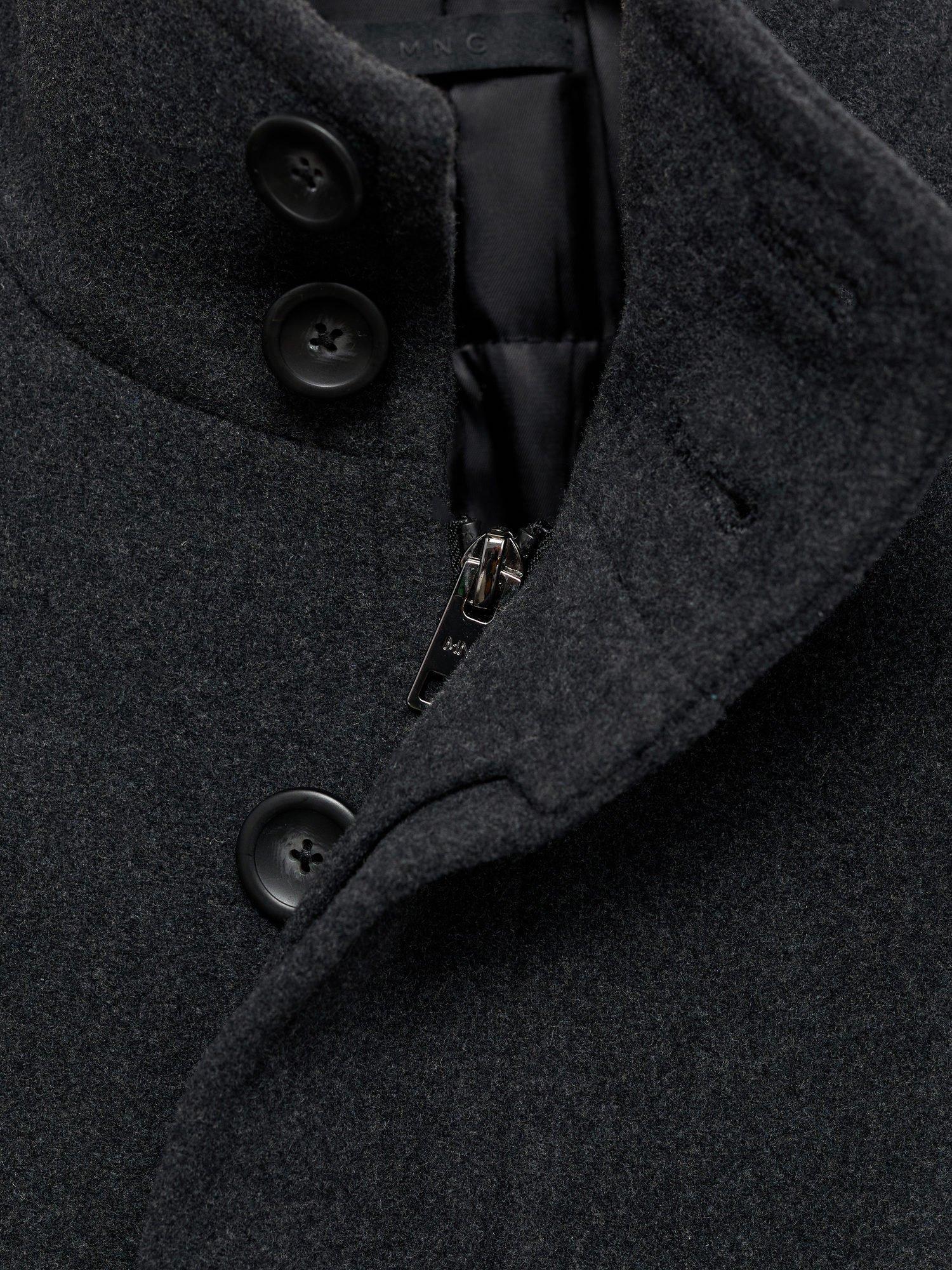 Product image 8 of 8, which shows Mango Biagio Slim Fit Wool Blend Coat, Charcoal, XS