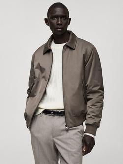 Mango Giova Bomber Jacket, Medium Brown, Medium Brown