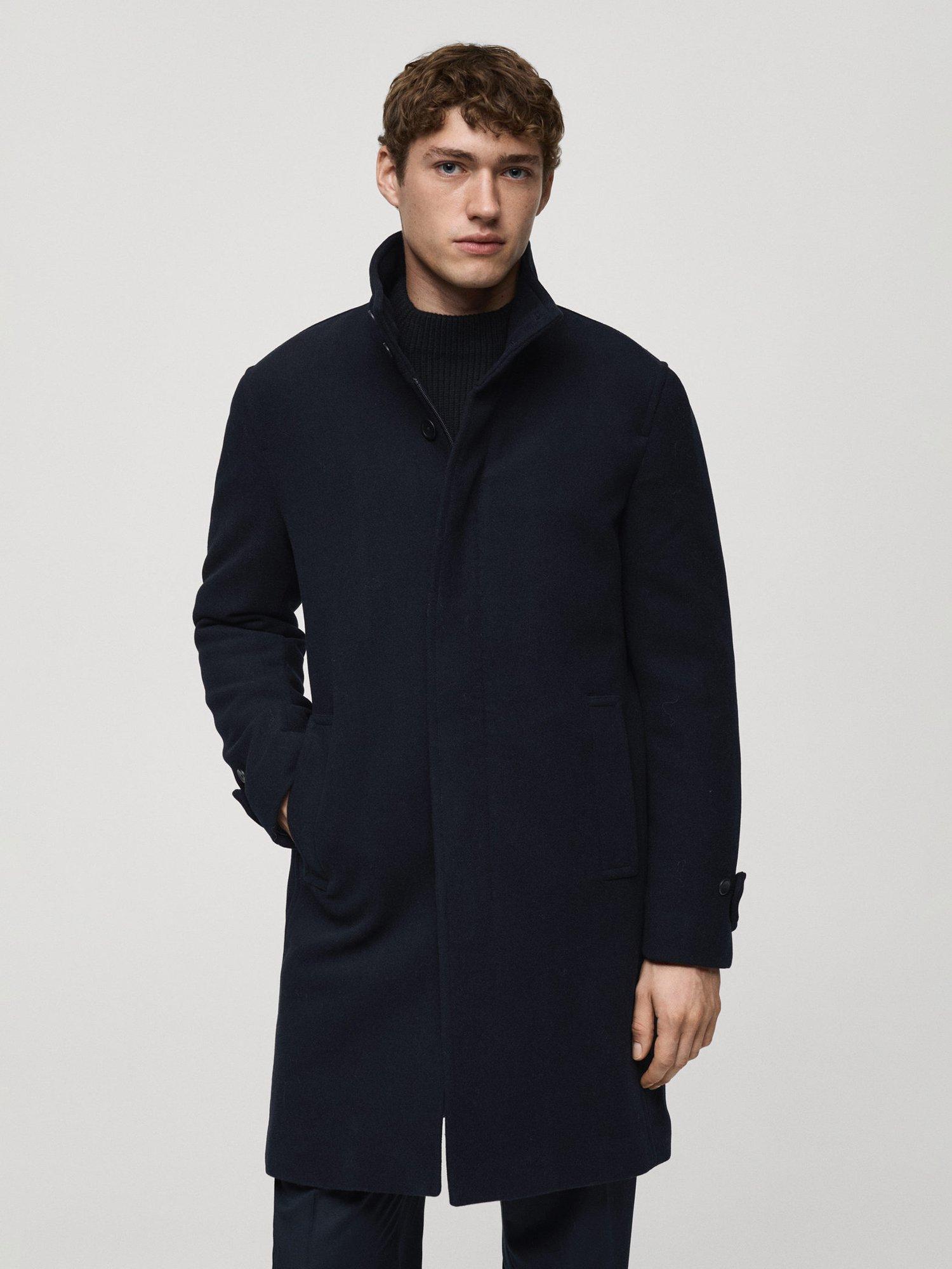 Product image 1 of 9, which shows Mango Biagio Coat, Navy, L
