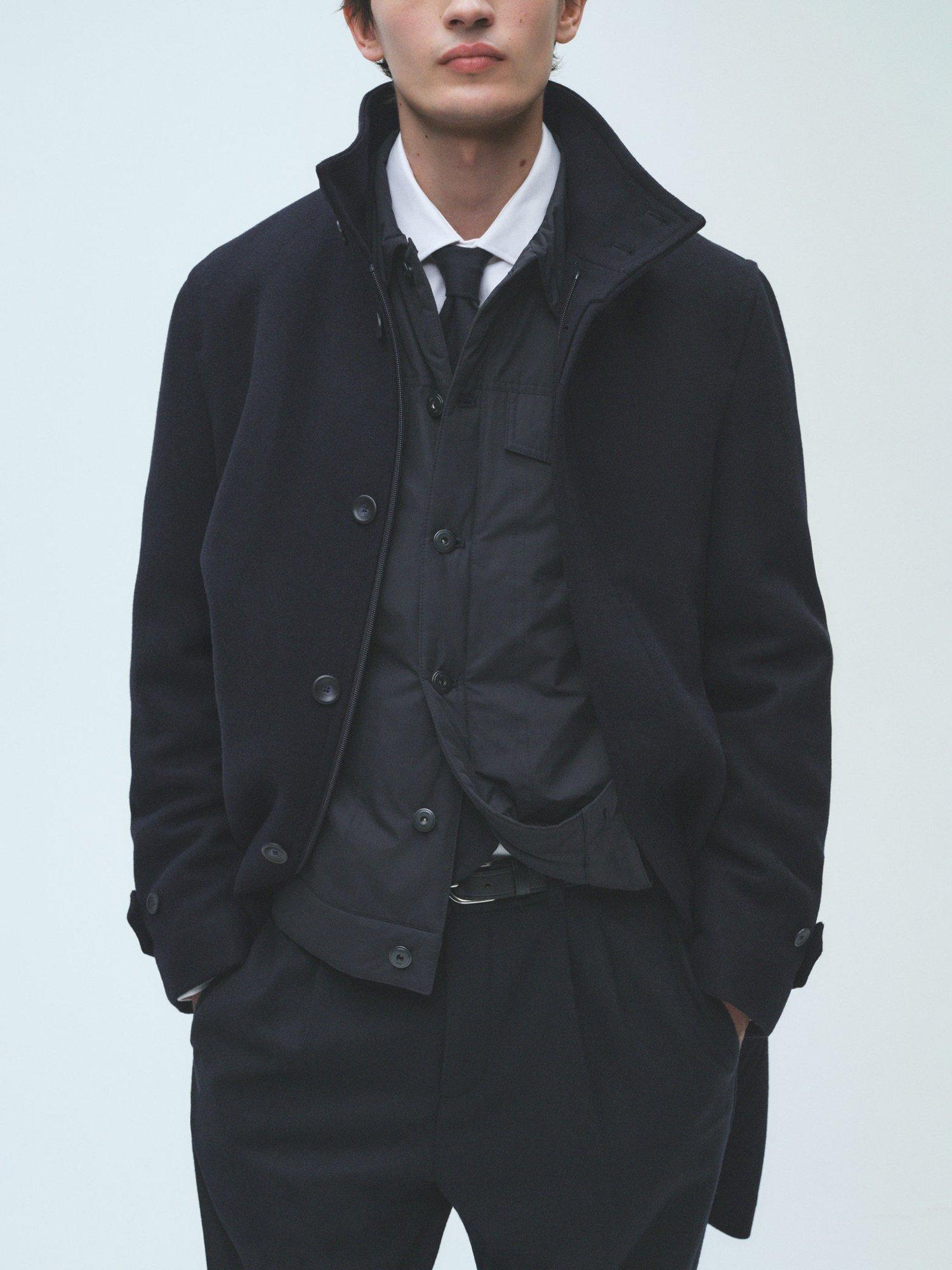 Product image 8 of 9, which shows Mango Biagio Coat, Navy, L
