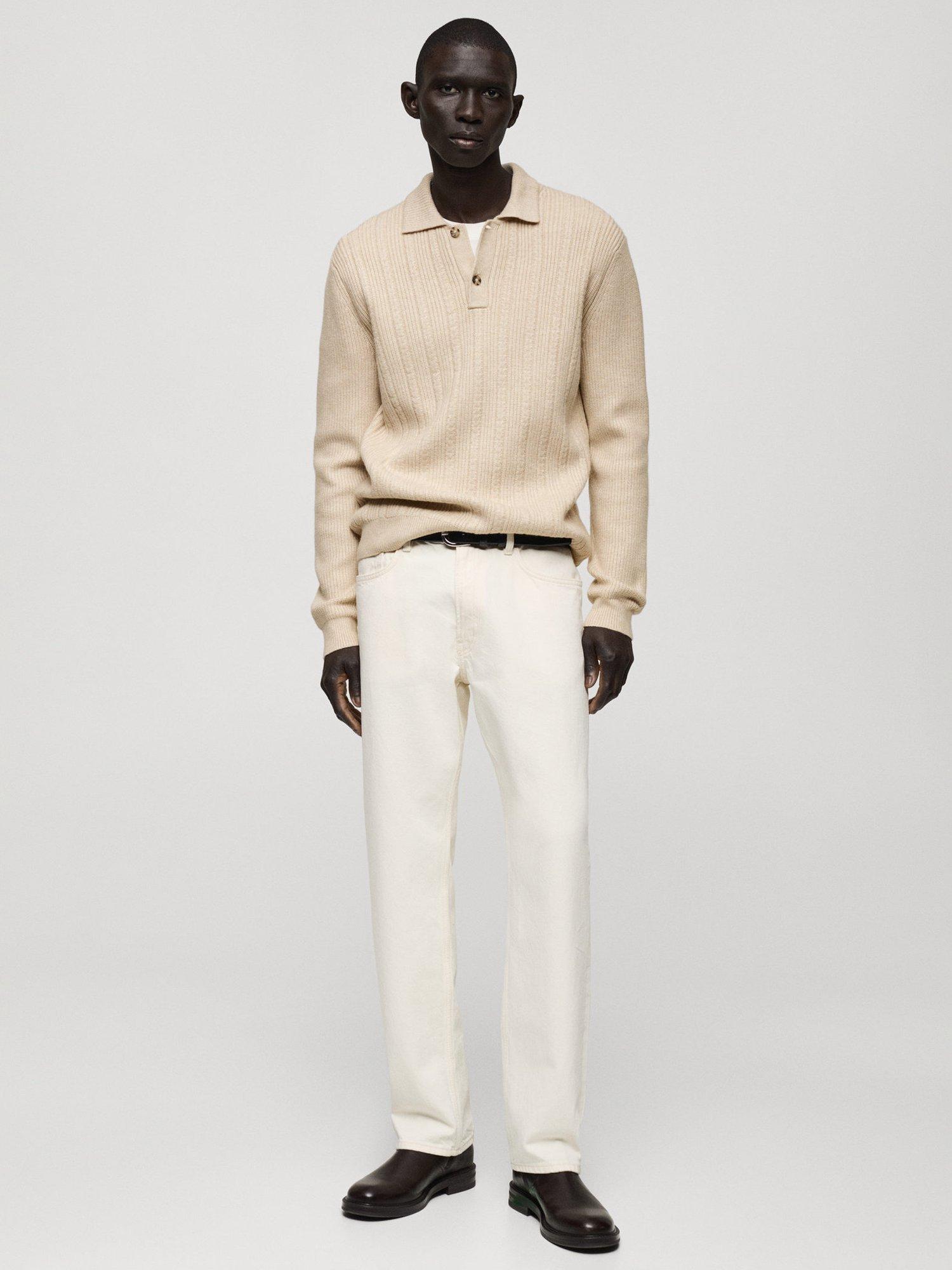 Product image 2 of 9, which shows Mango Marys Regular Fit Long Sleeve Polo Shirt, Light Beige, S