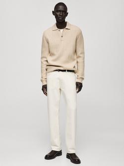 Mango Marys Regular Fit Long Sleeve Polo Shirt, Light Beige - view 2, Light Beige