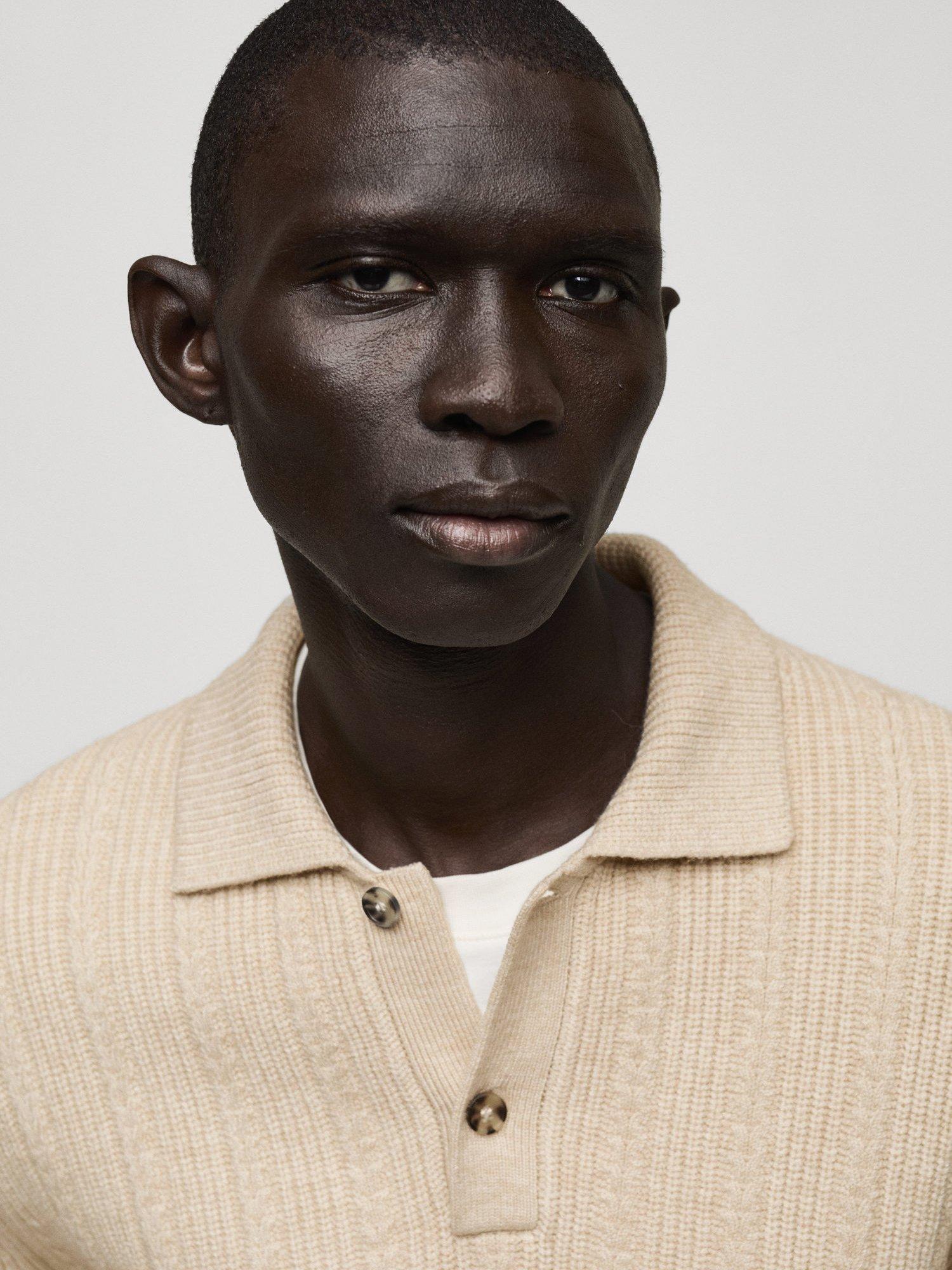 Product image 6 of 9, which shows Mango Marys Regular Fit Long Sleeve Polo Shirt, Light Beige, S