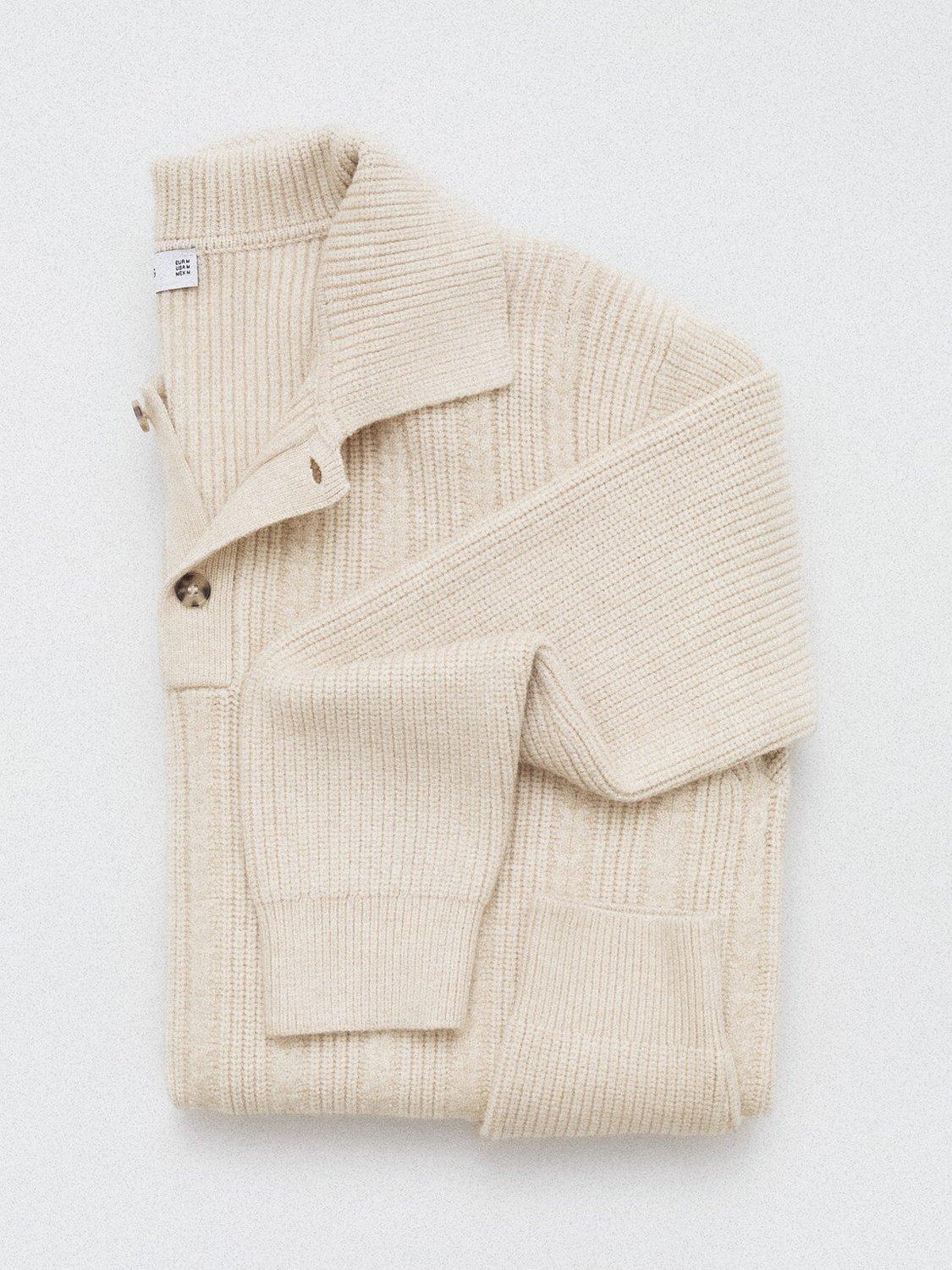 Product image 8 of 9, which shows Mango Marys Regular Fit Long Sleeve Polo Shirt, Light Beige, S