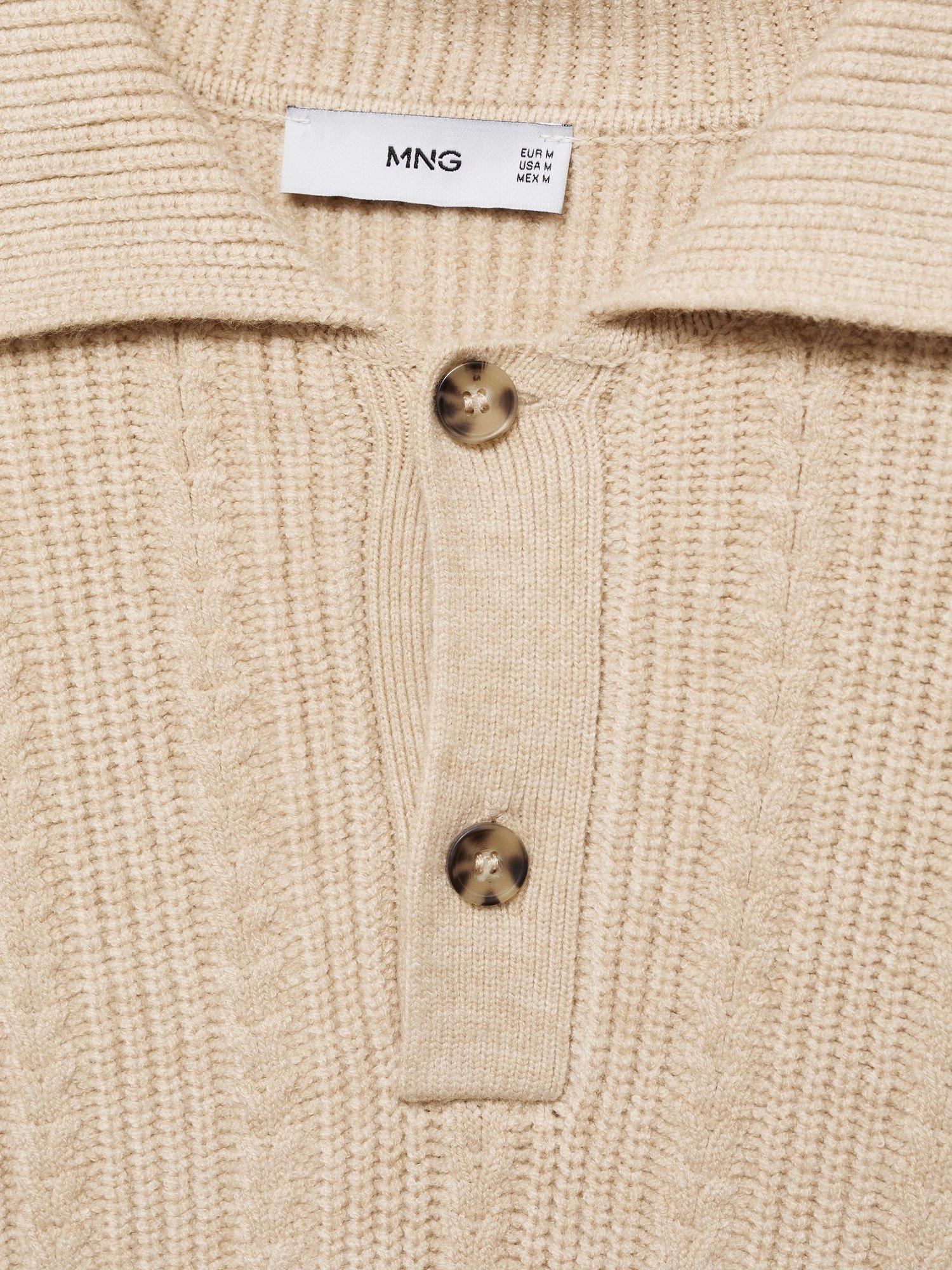 Product image 9 of 9, which shows Mango Marys Regular Fit Long Sleeve Polo Shirt, Light Beige, S