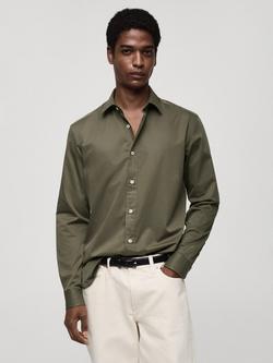 Mango Cesare Regular Fit Long Sleeve Cotton Shirt, Khaki, Khaki