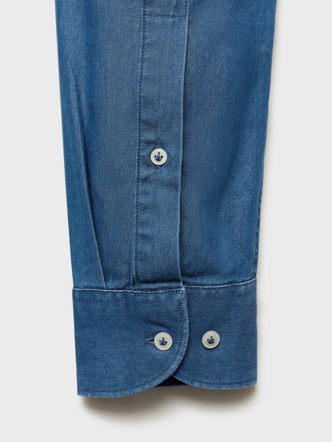 Product image 5 of 8, which shows Mango Cotton Regular Fit Print Shirt, Sky Blue, S