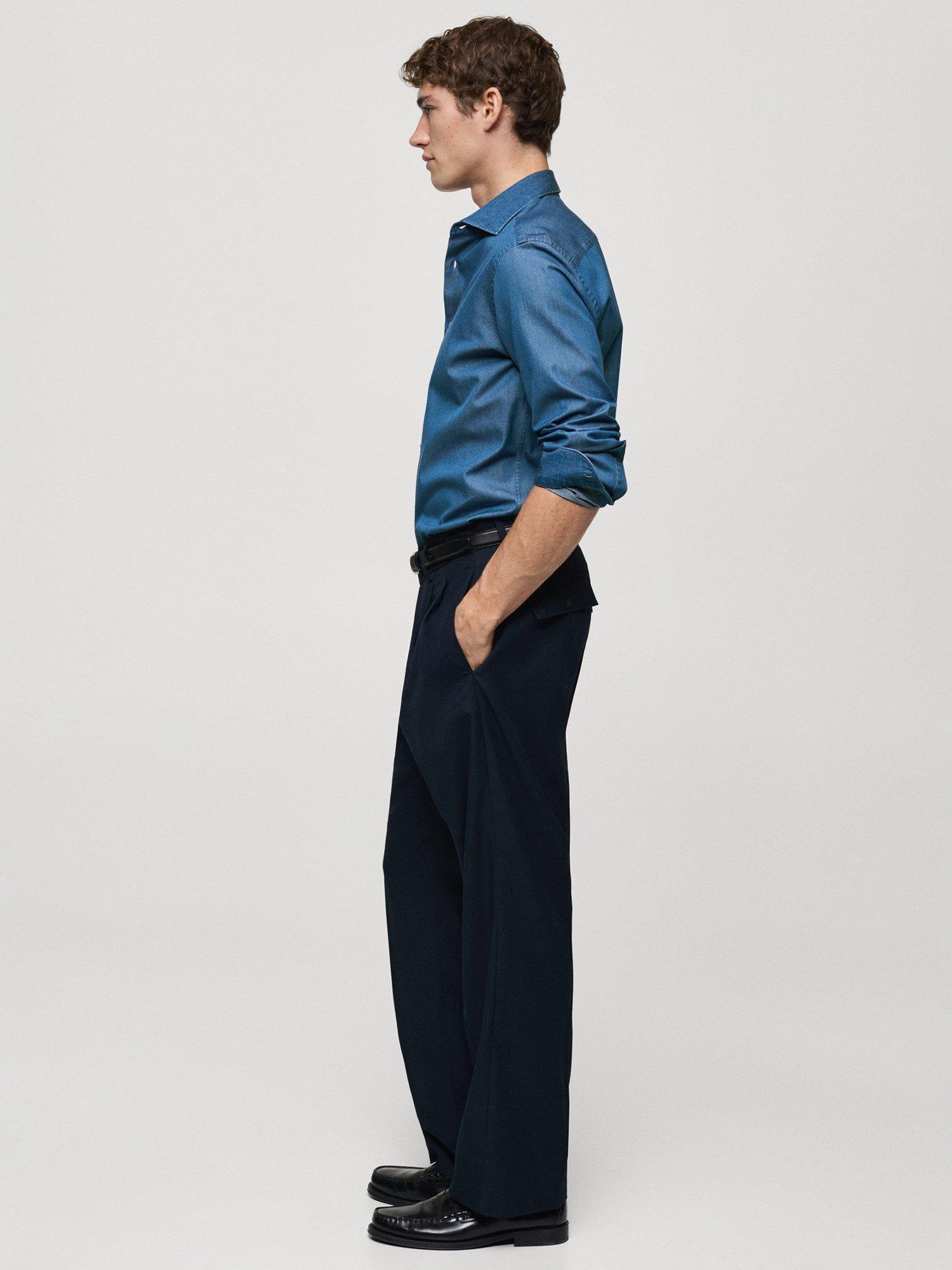 Product image 7 of 8, which shows Mango Cotton Regular Fit Print Shirt, Sky Blue, S