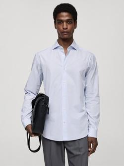 Mango Vecchia Stripe Regular Fit Shirt, Pastel Blue, Pastel Blue