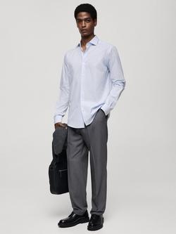 Mango Vecchia Stripe Regular Fit Shirt, Pastel Blue - view 2, Pastel Blue