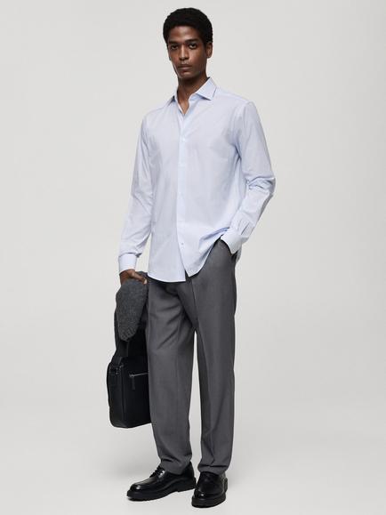 Mango Vecchia Stripe Regular Fit Shirt, Pastel Blue - view 2, Pastel Blue