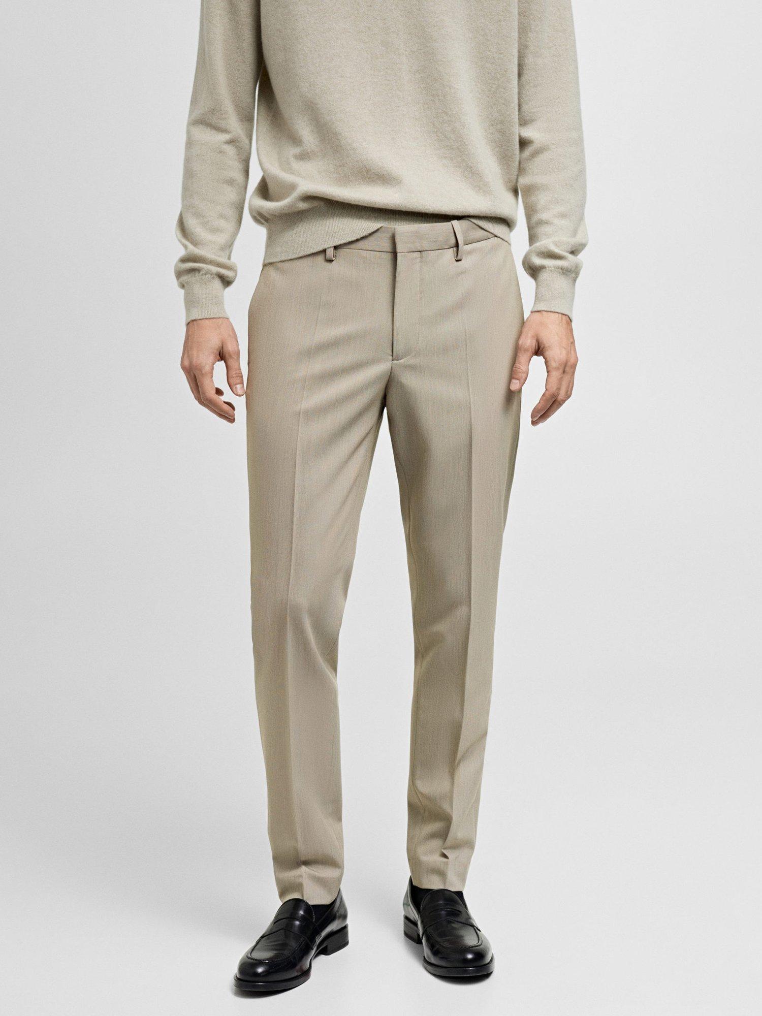 Product image 1 of 8, which shows Mango Paris Super Slim Fit Trousers, Light Beige, 32