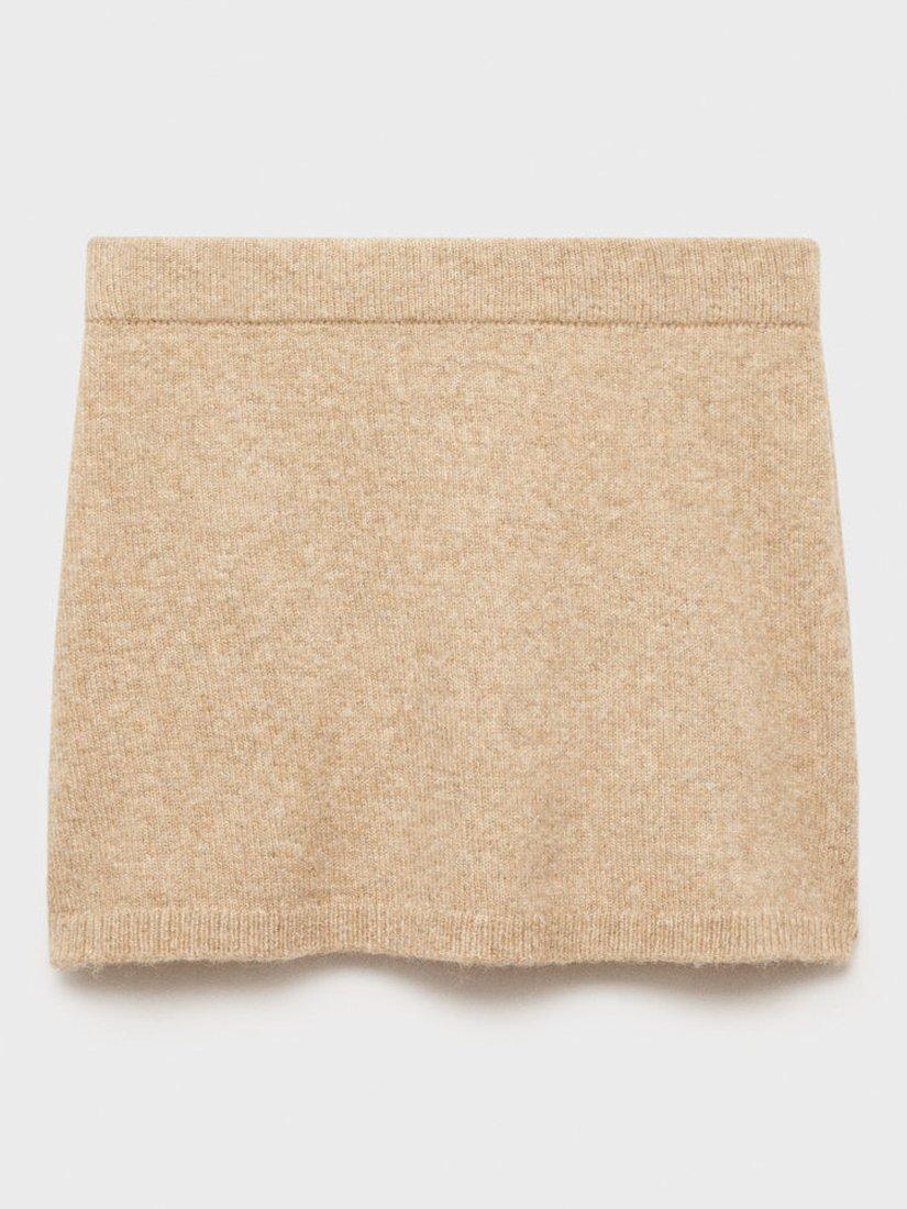 Product image 3 of 7, which shows Mango Stella Knitted Mini Skirt, Tan, L