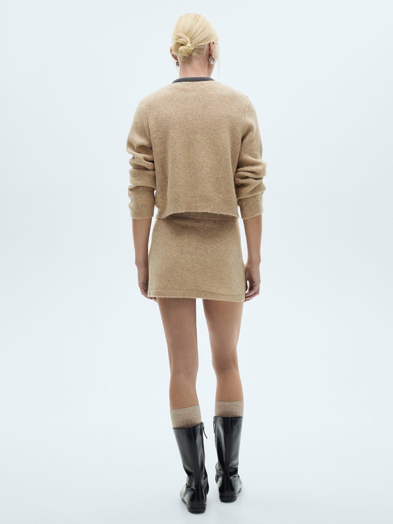 Product image 6 of 7, which shows Mango Stella Knitted Mini Skirt, Tan, L