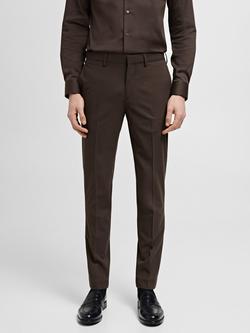 Mango Paris Slim Fit Trousers, Brown, Brown