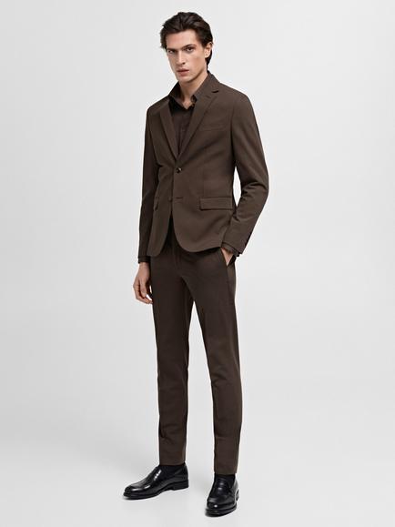 Mango Paris Slim Fit Trousers, Brown - view 2, Brown