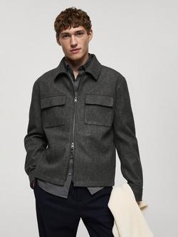 Mango Alludiaz Zip-Through Knit Jacket, Dark Grey, Dark Grey