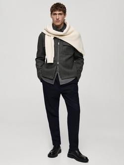 Mango Alludiaz Zip-Through Knit Jacket, Dark Grey - view 2, Dark Grey