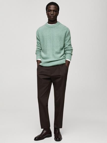 Mango Iacopo Wool Blend Jumper, Turquoise - view 2, Turquoise