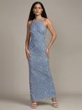 Lace & Beads Maddox Embellished Maxi Dress, Light Blue