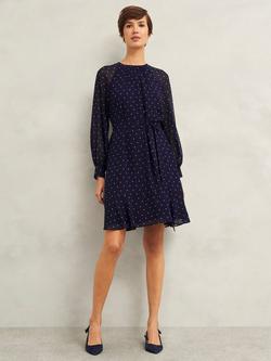 Hobbs Rosie Polka Dot Dress, Navy/Ivory, Navy/Ivory