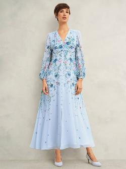 Hobbs Caversham Pure Silk Dress, Blue/Multi, Blue/Multi