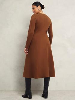Hobbs Liza Knitted Dress containing LENZING™ ECOVERO™ Viscose - view 2, Toffee