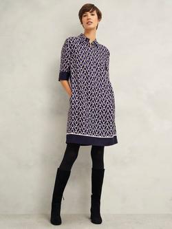 Hobbs Marciella Geometric Tunic Dress, Purple/Multi, Purple/Multi