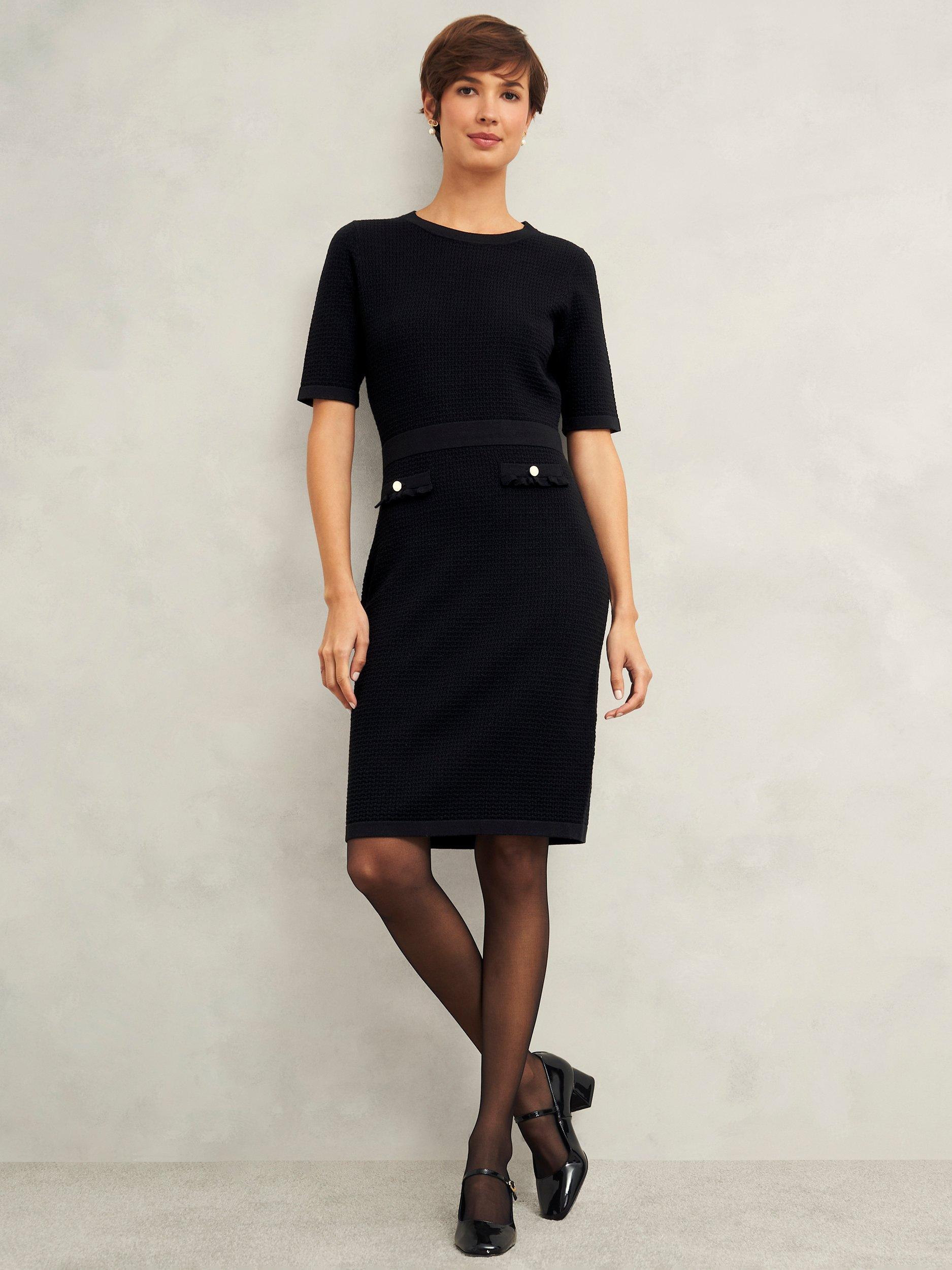 Product image 1 of 7, which shows Hobbs Petra Knitted Slim Fit Dress, Black, 12